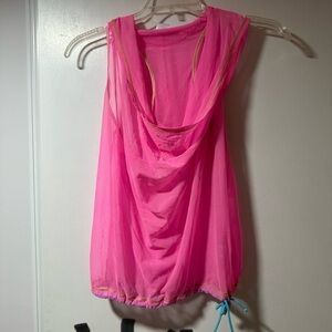 Zumba sleeveless top with hood. Sheer.